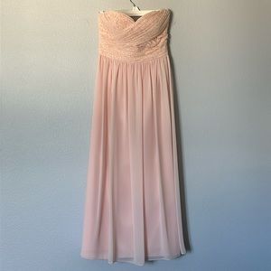 Powder Pink Sweetheart Strapless Long Chiffon & Lace Maxi Camille La Vie Dress
